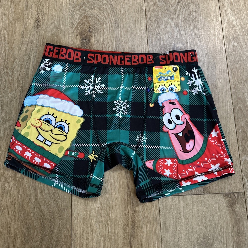 SpongeBob Squidward Men's Holiday Festive Boxer Briefs Medium NEW Stretch